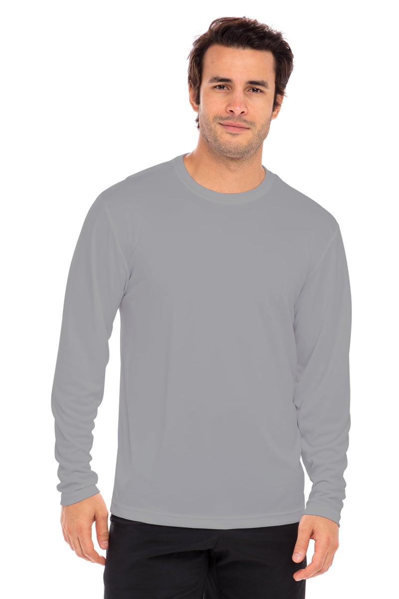 Opna Men's Long Sleeve Moisture Wicking Athletic Shirts Silver-L - Image 2